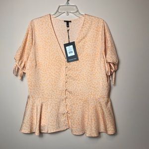 NWT Who What Wear Floral Blouse, Tie Sleeve